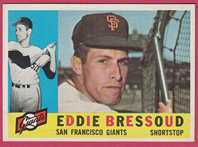 Eddie Bressoud Autographed 1961 Topps Team Card #167 San Francisco Giants  SKU #169773