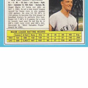 1962 Jello Baseball Roger Maris